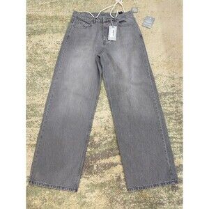 NEW Cernucci Men’s WASHED Gray Baggy Waistband Wide Leg Jeans Size 32 Drawstring
